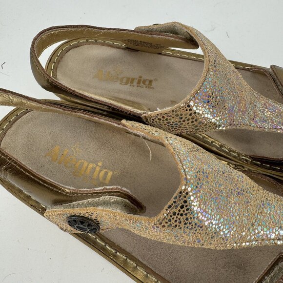 Alegria Sandals Women’s 9 gold  leather slip on slide comfort beach kendra - Picture 5 of 7